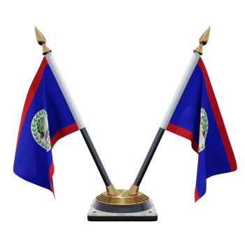 Belize 3d illustration Double V Desk Flag Stand png