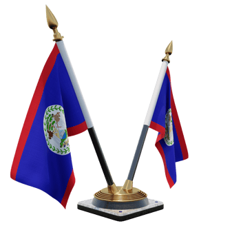 Belize 3d illustration Double V Desk Flag Stand png