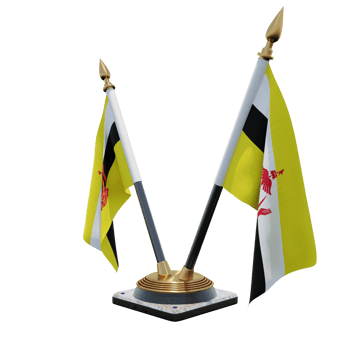 Brunei 3d illustration Double V Desk Flag Stand png