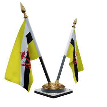 Brunei 3d illustration Double V Desk Flag Stand png