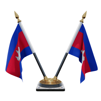 Cambodia 3d illustration Double V Desk Flag Stand png