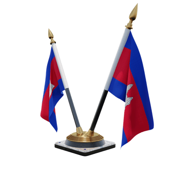 Cambodia 3d illustration Double V Desk Flag Stand png