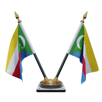 Comoros 3d illustration Double V Desk Flag Stand png