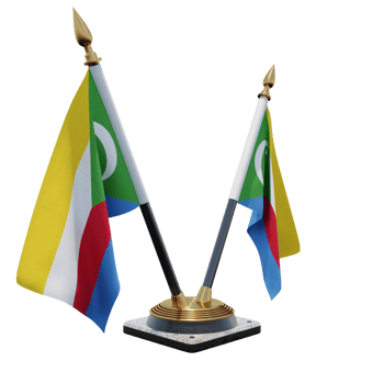 Comoros 3d illustration Double V Desk Flag Stand png