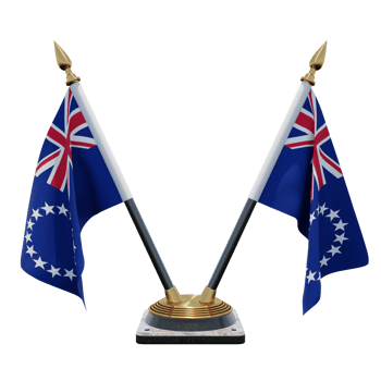 Cook Islands 3d illustration Double V Desk Flag Stand png