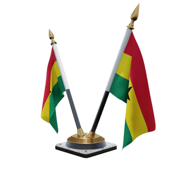 Ghana 3d illustration Double V Desk Flag Stand png