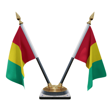 Guinea 3d illustration Double V Desk Flag Stand png
