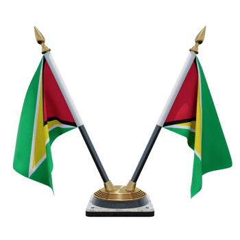 Guyana 3d illustration Double V Desk Flag Stand png