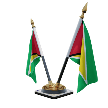 Guyana 3d illustration Double V Desk Flag Stand png