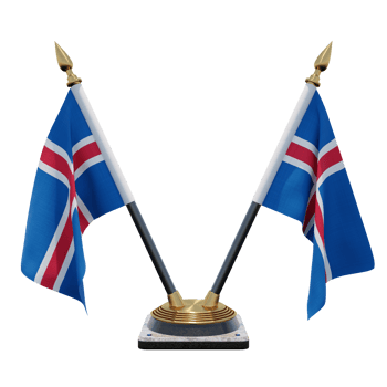 Iceland 3d illustration Double V Desk Flag Stand png