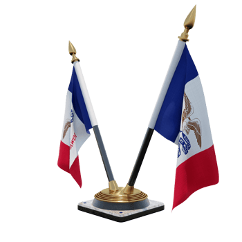 Iowa 3d illustration Double V Desk Flag Stand png