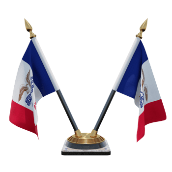 Iowa 3d illustration Double V Desk Flag Stand png