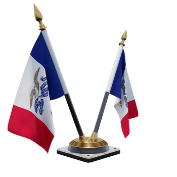 Iowa 3d illustration Double V Desk Flag Stand png