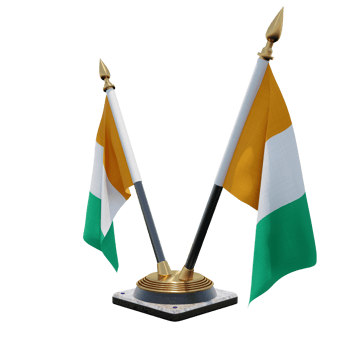 Ivory Coast 3d illustration Double V Desk Flag Stand png