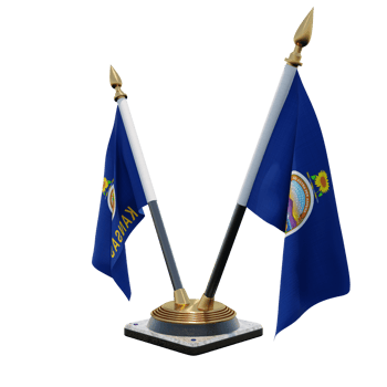 Kansas 3d illustration Double V Desk Flag Stand png