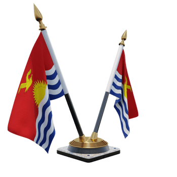Kiribati 3d illustration Double V Desk Flag Stand png