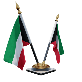 Kuwait 3d illustration Double V Desk Flag Stand png