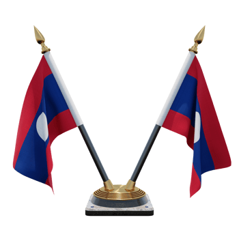 Laos 3d illustration Double V Desk Flag Stand png