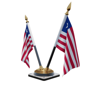 Liberia 3d illustration Double V Desk Flag Stand png