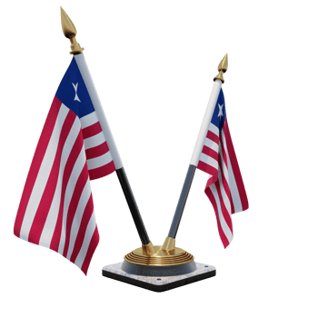 Liberia 3d illustration Double V Desk Flag Stand png