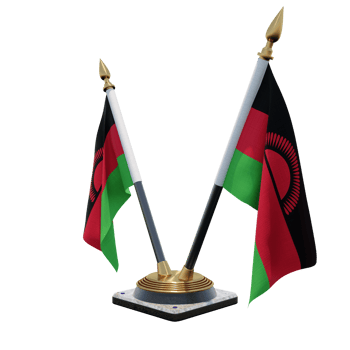 Malawi 3d illustration Double V Desk Flag Stand png