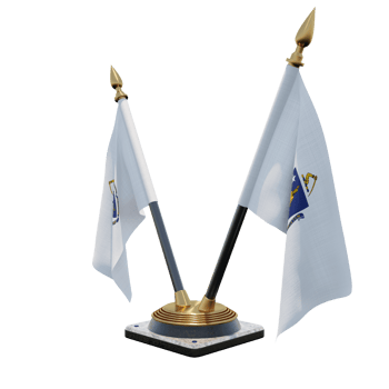 Massachusetts 3d illustration Double V Desk Flag Stand png