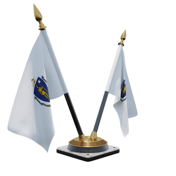 Massachusetts 3d illustration Double V Desk Flag Stand png