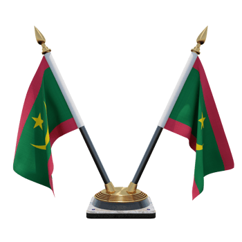 Mauritania 3d illustration Double V Desk Flag Stand png