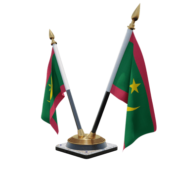 Mauritania 3d illustration Double V Desk Flag Stand png