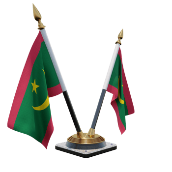 Mauritania 3d illustration Double V Desk Flag Stand png