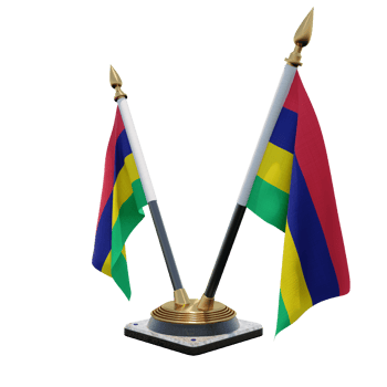 Mauritius 3d illustration Double V Desk Flag Stand png