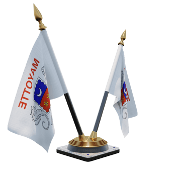 Mayotte 3d illustration Double V Desk Flag Stand png