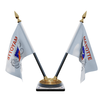 Mayotte 3d illustration Double V Desk Flag Stand png