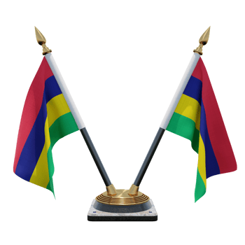 Mauritius 3d illustration Double V Desk Flag Stand png
