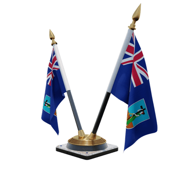 Montserrat 3d illustration Double V Desk Flag Stand png