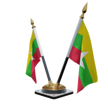 Myanmar 3d illustration Double V Desk Flag Stand png