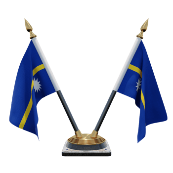 Nauru 3d illustration Double V Desk Flag Stand png
