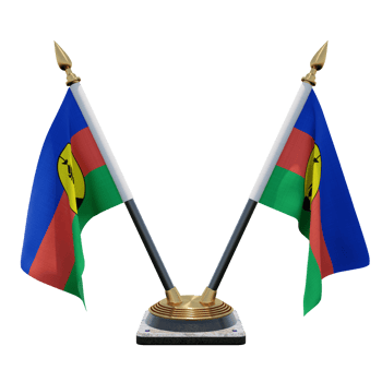 New Caledonia 3d illustration Double V Desk Flag Stand png
