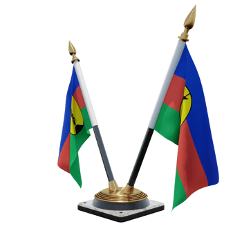 New Caledonia 3d illustration Double V Desk Flag Stand png