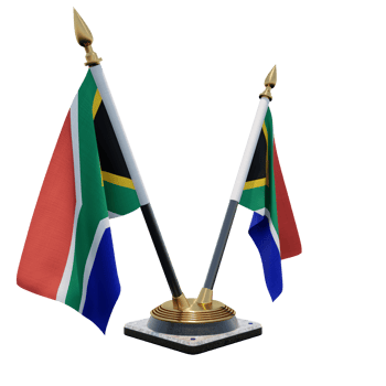 South Africa 3d illustration Double V Desk Flag Stand png