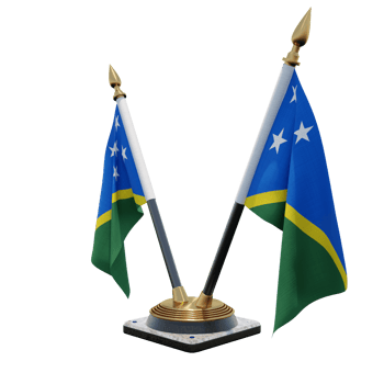 Solomon Islands 3d illustration Double V Desk Flag Stand png