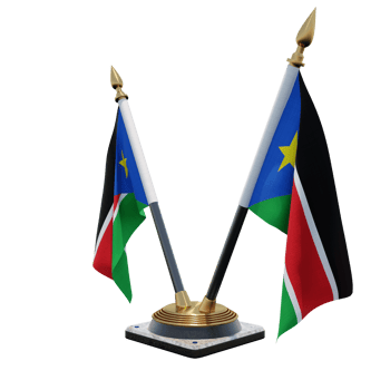 South Sudan 3d illustration Double V Desk Flag Stand png