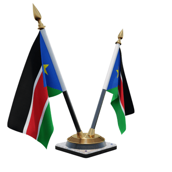 South Sudan 3d illustration Double V Desk Flag Stand png