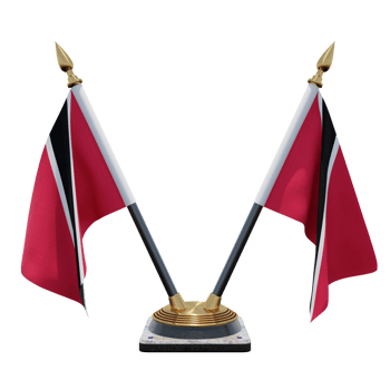 Trinidad and Tobago 3d illustration Double V Desk Flag Stand png