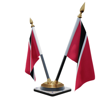 Trinidad and Tobago 3d illustration Double V Desk Flag Stand png