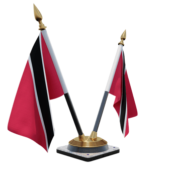 Trinidad and Tobago 3d illustration Double V Desk Flag Stand png