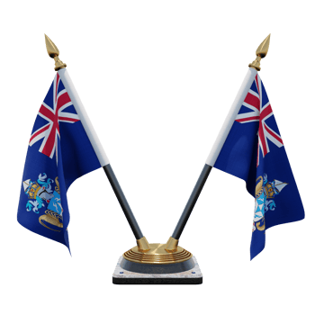 Tristan da Cunha 3d illustration Double V Desk Flag Stand png