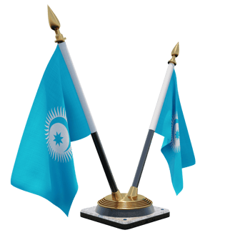 Turkic Council 3d illustration Double V Desk Flag Stand png