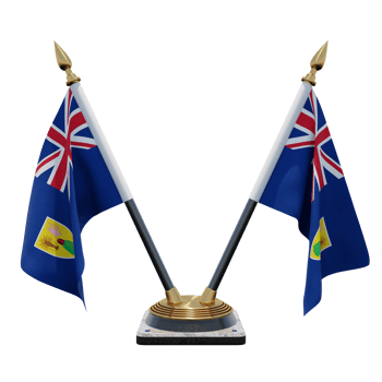 Turks and Caicos Islands 3d illustration Double V Desk Flag Stand png