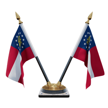 US Georgia 3d illustration Double V Desk Flag Stand png